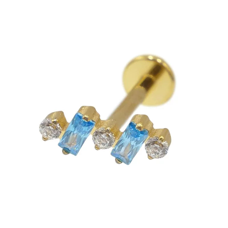 Labret Titane PVD Interne Stérile motif rectangle / rond