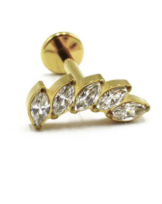 Labret zircons marquise alignés