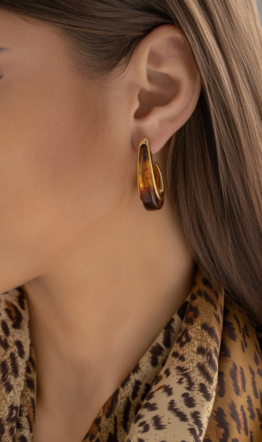 Boucles créoles goutte en résine élégantes modernes intemporelles