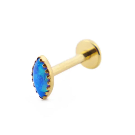 Labret Titane PVD Gold Interne Stérile Opale Synthétique