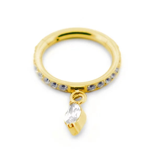 Anneau charnière Titane PVD Stérile à Strass et pendentif strass