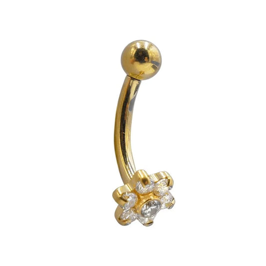 Banane 1,2x8 Titane PVD nterne Stérile Fleur 7 strass