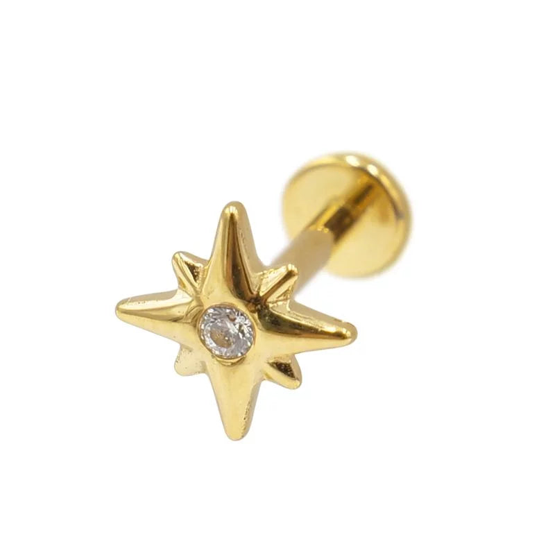 Labret Titane PVD Interne Stérile motif Etoile de bergé strass