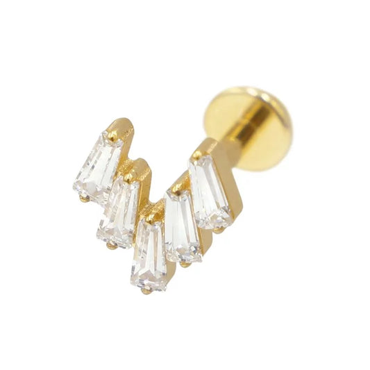 Labret Titane PVD Interne Stérile motif 5 strass domino